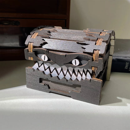 Bandeja de dados de madera para DnD, caja de dados decorativa, caja de colección de dados con dientes de monstruo para jugadores de rol, decoración del hogar, torre de dados de metal de resina