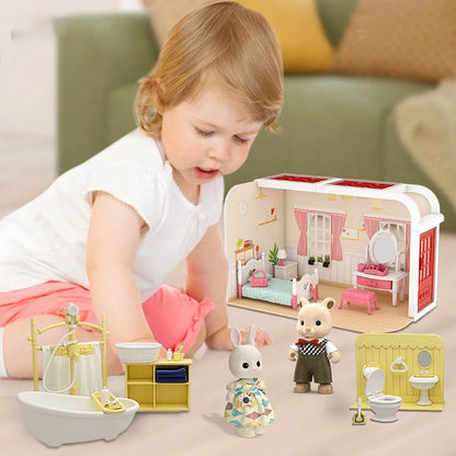 Koala Kitchen DIY Scene Miniature Furniture 1/12 Sunshine Villa Model Bunny Cooking Toys House For Dollhouse Girl Birthday Gift