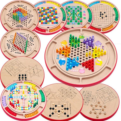 Juego de mesa de madera 10 en 1 para padres e hijos, ajedrez de lucha de animales, clásico, para fiestas familiares y infantiles