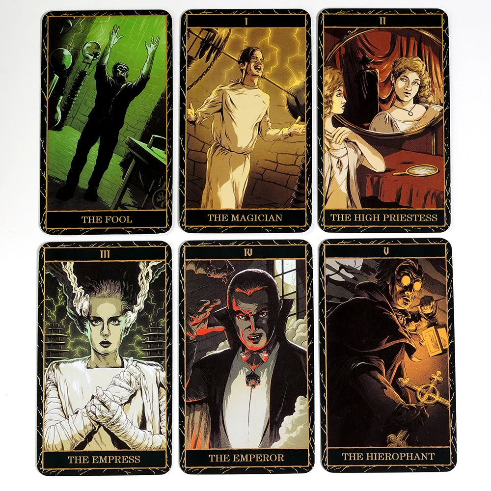 Baraja de tarot Universal Monsters de 78 piezas, 78 cartas bellamente ilustradas, juego de adivinación, herramientas para principiantes