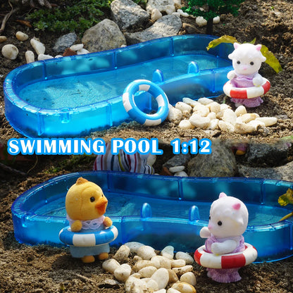 Dollhouse 1:12 Scale Pool Set Scene Decoration Miniature Doll House Furniture Swimming Model Girl Birthday Gift Playhouse Toy