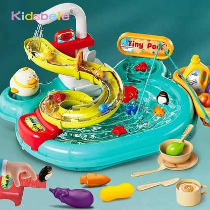 Children Electric Dishwasher Playing Toy with Running Water Kitchen Kids Play Sink with Running Water Table Toy