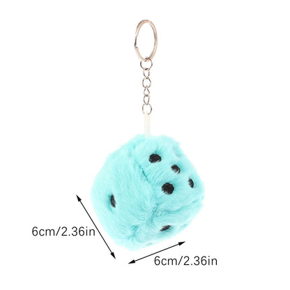 Lot de 2 porte-clés en peluche en forme de dés de 6 cm, pendentif doux en peluche, pour sac à dos, voiture, décoration, cadeau pour enfant