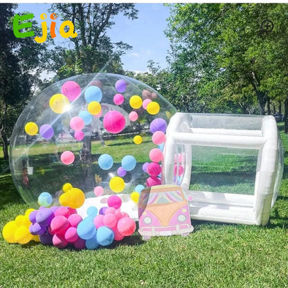 Casa de burbujas inflable con globos para niños pequeños de 8 pies con carpa de burbujas soplada, casa de cúpula transparente para fiestas en interiores y exteriores para niños