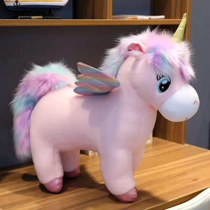 Jouet en peluche licorne aux ailes arc-en-ciel fantastiques et brillantes, jouet géant en peluche pour enfants