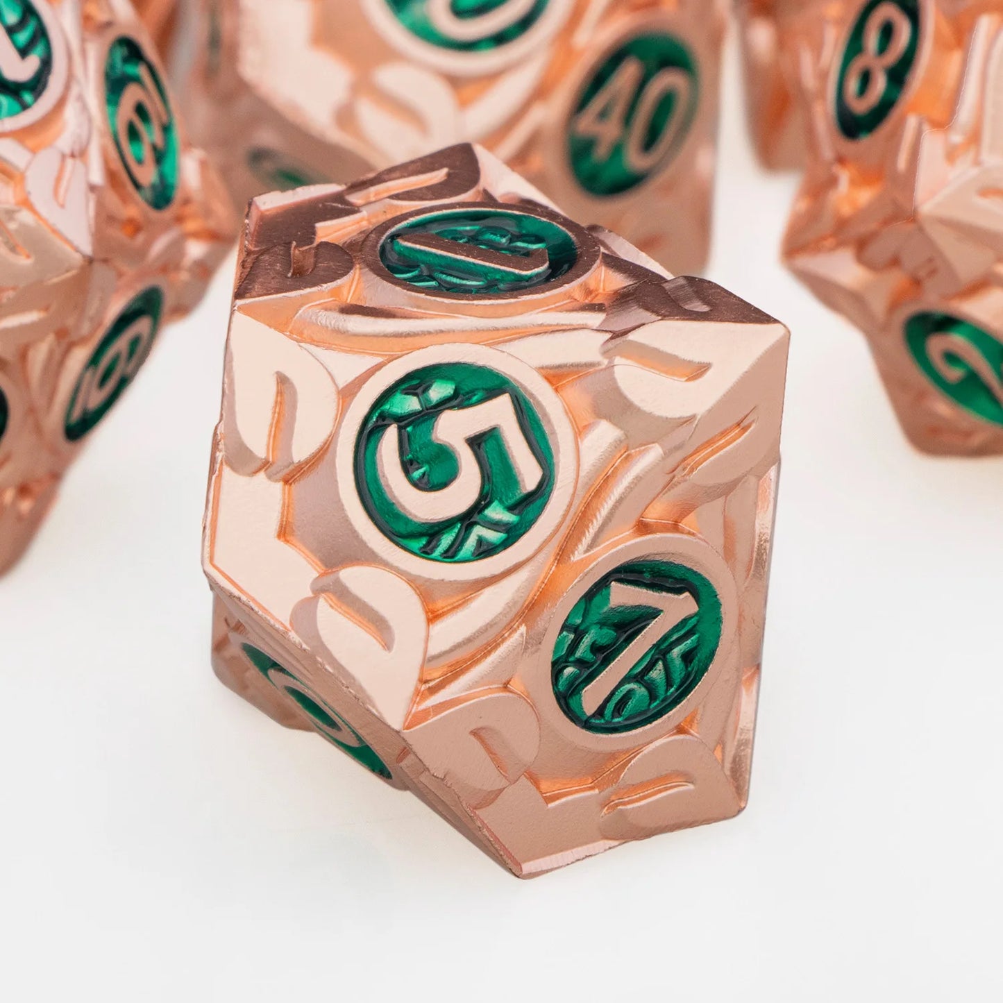 DND Metal Red Copper Green RPG Polyhedral For Dungeon and Dragon Tabletop Role Playing Game D and D Dice Set D20 D12 D10 D8 D6