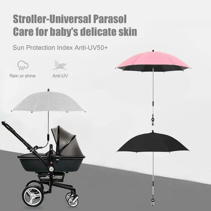 Parasol de poussette portable pour bébé, parapluie universel étanche avec pince réglable à 360 degrés pour chariot, vélo, fauteuil roulant