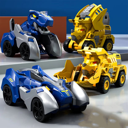 2 en 1 transformable dinosaurio coche deformación juguetes inercial deslizante dinosaurio transformación automática figuras robot fundición juguete niños regalo