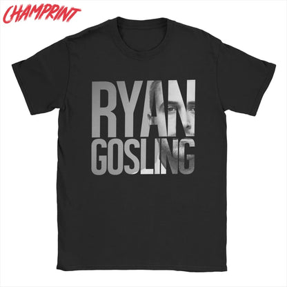 T-shirt Ryan Gosling pour homme, en pur coton, col rond, manches courtes, grande taille