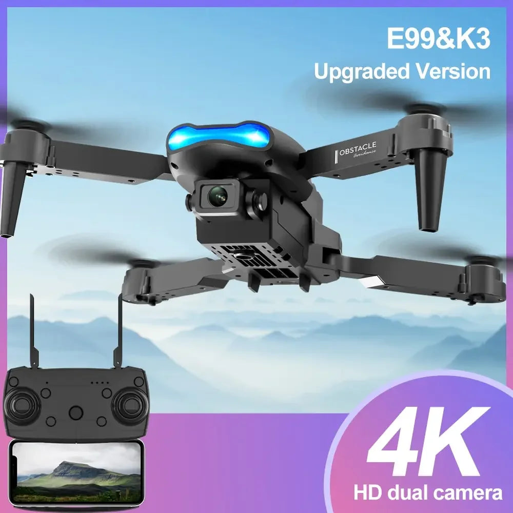 Nouveau drone E99 K3 Pro HD 4K avec caméra et mode de maintien élevé, pliable, mini RC WIFI, photographie aérienne, quadricoptère, jouets, hélicoptère E99pro