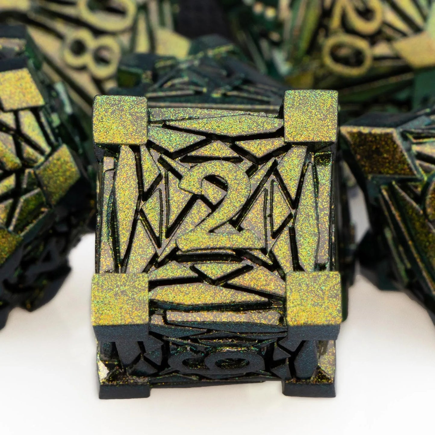 DND Metal Dice D6 D and D Dice Green Dungeon and Dragon Dice Polyhedral Handmade Dice Set D20 D&D Table Role Playing Game Dice