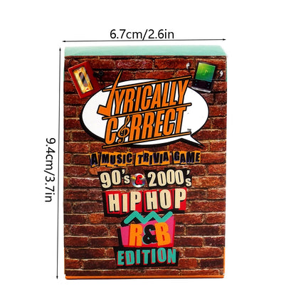 Jeu de cartes-questionnaire sur la musique hip-hop et R&amp;B des années 90 et 2000, aux paroles correctes, réunions de famille multigénérationnelles, soirée de jeu pour adultes