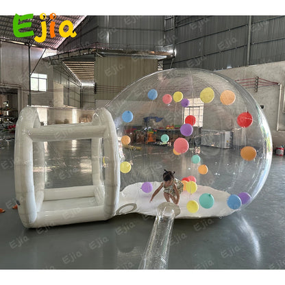 Casa de burbujas inflable con globos para niños pequeños de 8 pies con carpa de burbujas soplada, casa de cúpula transparente para fiestas en interiores y exteriores para niños