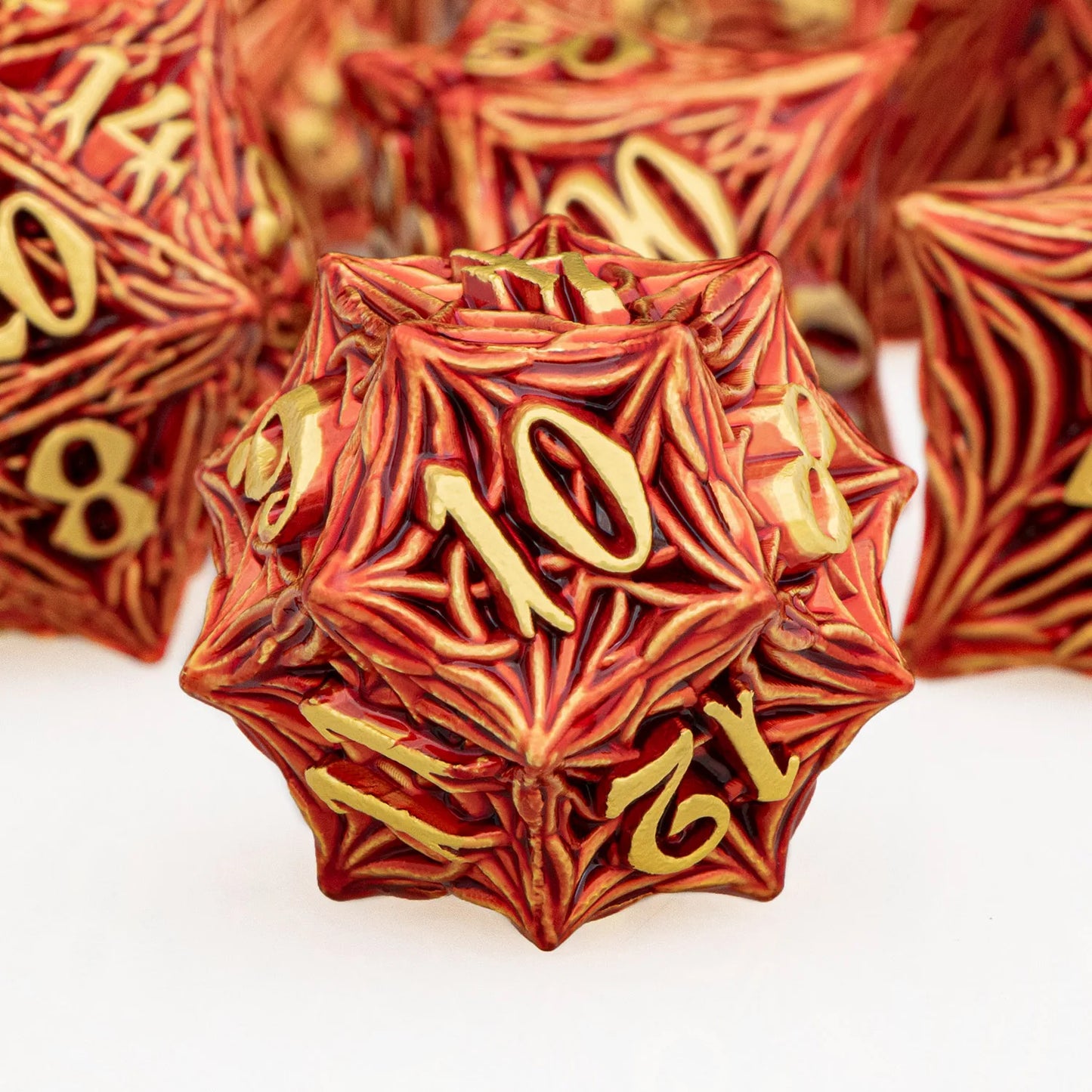 ORIFANTUO Red Tree Root Dnd Metal Dice Set D+D Polyédrique Dés pour D et D Dungeon et Dragon Pathfinder Jeux de rôle Dés