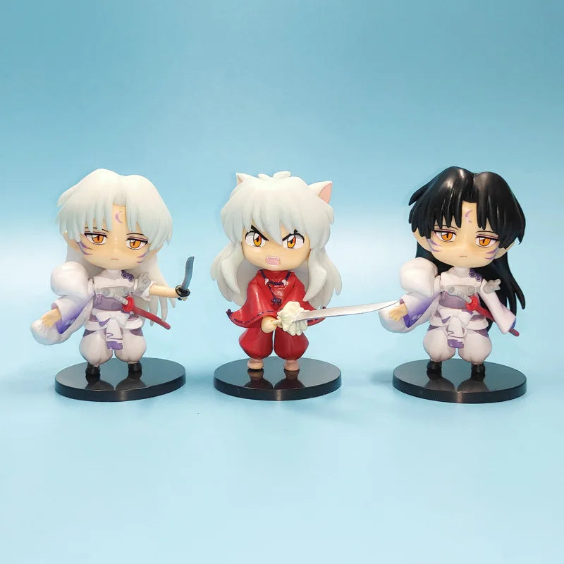 6pcs/set Anime INUYASHA  Cute Figure Model Toys 10cm