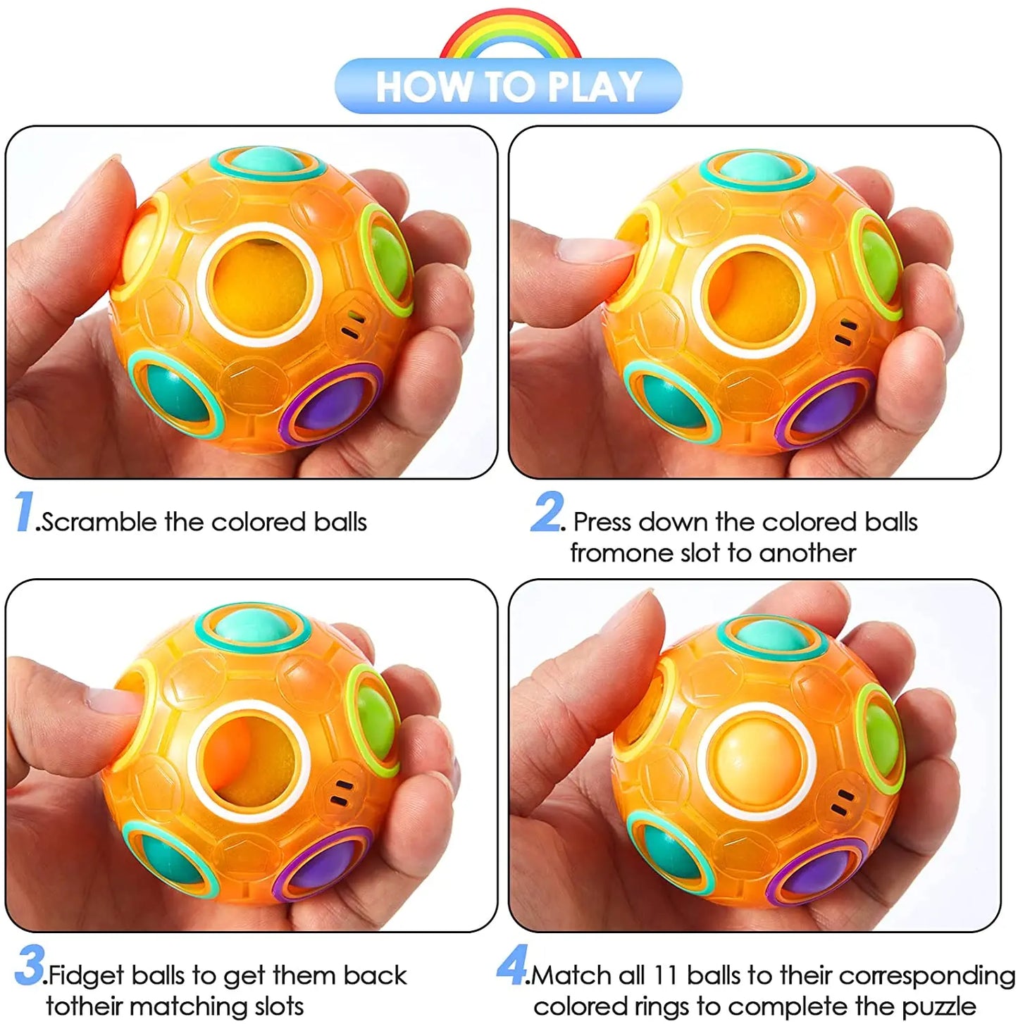 Cubo de velocidad con forma de bola mágica de arcoíris, divertido rompecabezas para aliviar el estrés, rompecabezas de colores a juego en 3D, juguete para niños, adolescentes y adultos