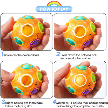 Cubo de velocidad con forma de bola mágica de arcoíris, divertido rompecabezas para aliviar el estrés, rompecabezas de colores a juego en 3D, juguete para niños, adolescentes y adultos