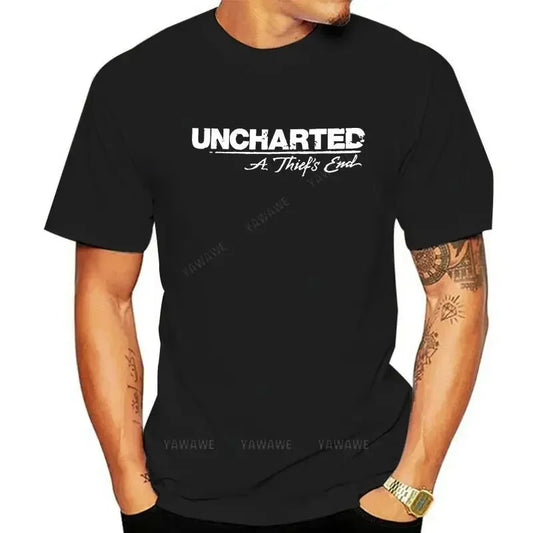 Camisetas de algodón con manga corta y humor de estilo vintage Uncharted 4 A Thiefs End CAMISETA Camiseta de playa para hombre Camisetas estampadas de moda