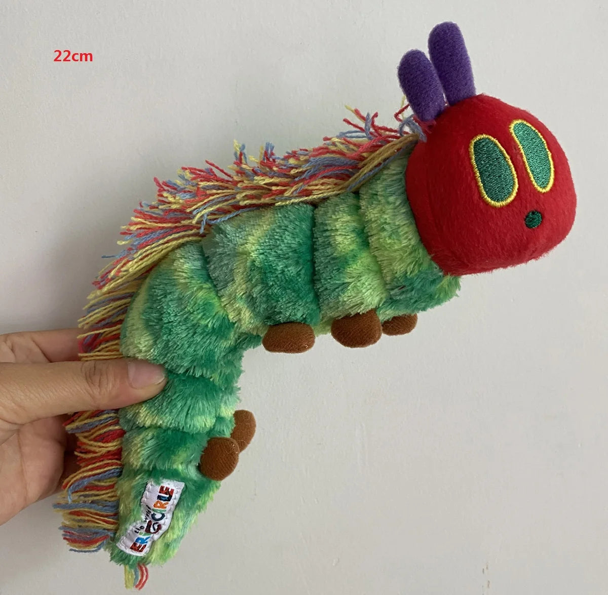 Oruga de peluche de 22 cm, de algodón verde, regalo creativo muy hambriento para niños, decoración del hogar