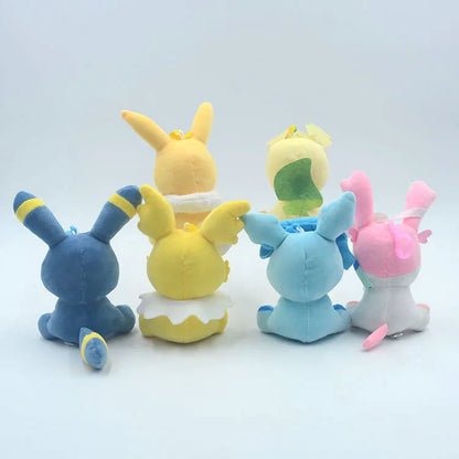 Lot de 10 porte-clés en peluche Pokémon Eevee, figurines d'anime, Umbreon, Sylveon, Vaporeon, Mentali, doux, en peluche, cadeaux de Noël