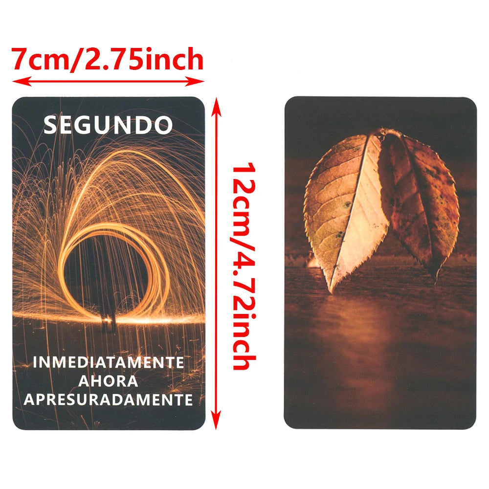 Jeu de tarot de révélation de l'âme espagnole 12x7 cm Cartes de tarot Twin Flame Soulmate Love Prophecy Keywords Divination 62 cartes