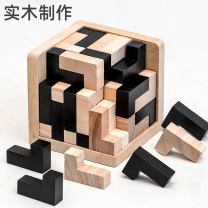 Puzzle cube 3D Luban imbriqué jouet en bois éducatif créatif cerveau QI esprit jeu d'apprentissage précoce cadeau pour enfants lettre 54T