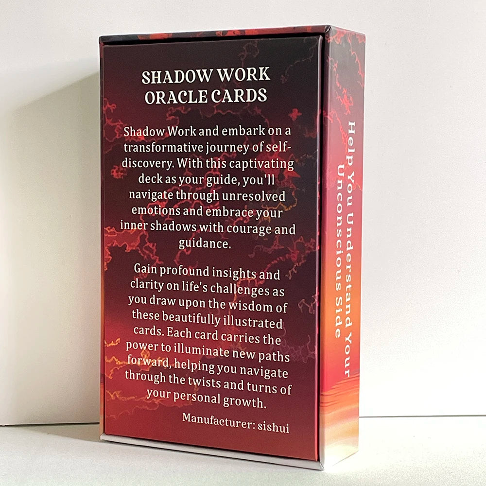 Cartas de oráculo de Shadow Work, 12 x 7 cm, 56 cartas, baraja de tarot, juguetes de adivinación en caja, papel de 400 g/m², afirmación de tarot