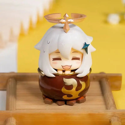 Genshin Impact Figure Blind Box Jeu Périphérique Dessin Animé Kawaii Nourriture D'urgence Paimon Figurines À Collectionner Modèle Jouets Poupée