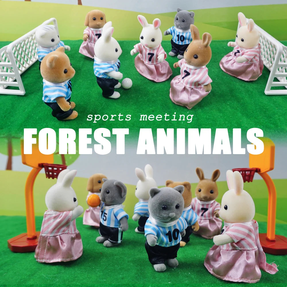 1/12 Forest Family Animal Fútbol Juego Traje Deportivo Modelo Casa de Muñecas Accesorio Miniatura Baloncesto Juguetes Para Niños Regalos de Cumpleaños