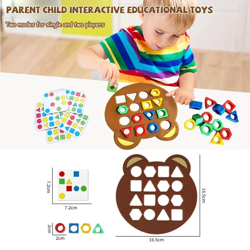 New Children's Matching Puzzle Colour Geometry Shape Board Game Early Education Interactive Toys Children's Battle Game