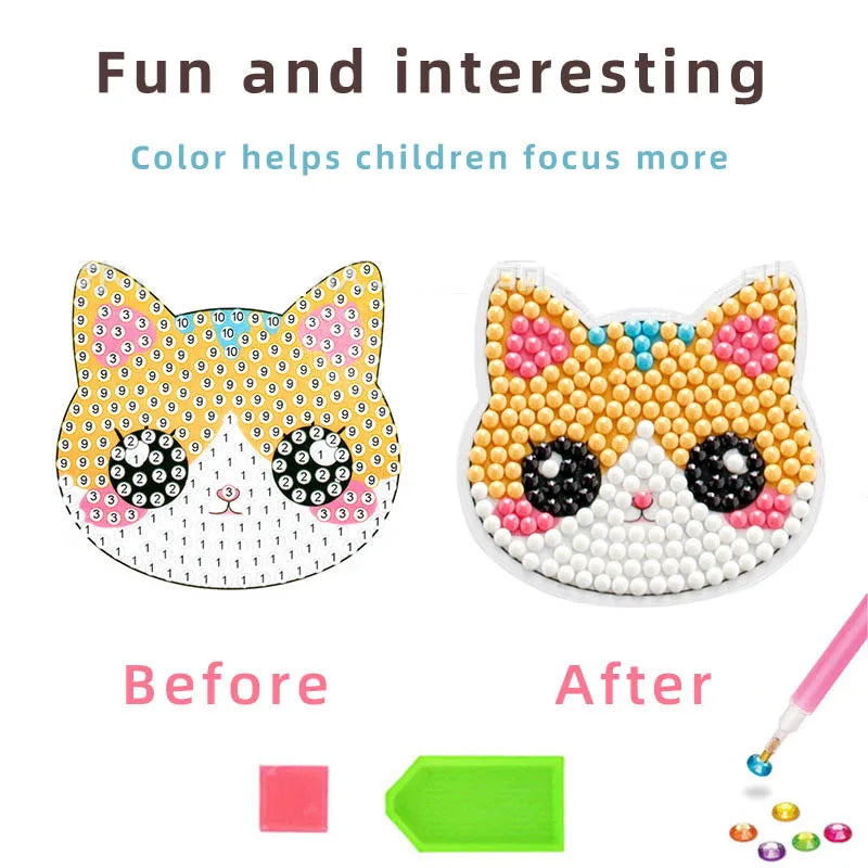 Children 5D DIY Diamond Painting Craft Kits Kawaii Lovely Girl Cartoon Anime Sticker Paint By Number Kids Toys Birthday Gift