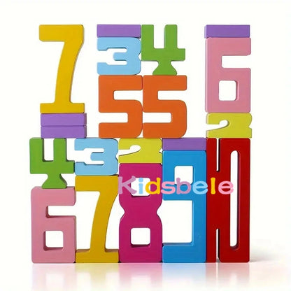 Number Blocks Montessori Wooden Toys For Kids Number 1-10 Stacking Toys For Toddlers Learning Toys Preschool Activities STEM Toy