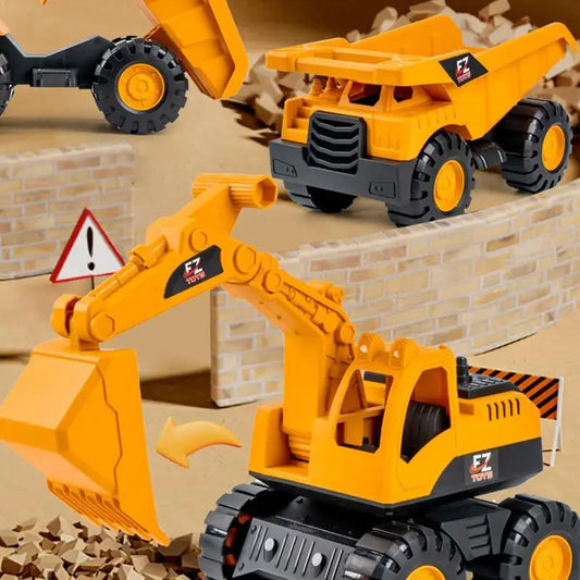 Jouets de voiture jaunes Modèles d'ingénierie de véhicules classiques rétro Voitures Excavatrice Grue Camion à benne basculante Chariot élévateur Jouets de voiture pour enfants pour garçons