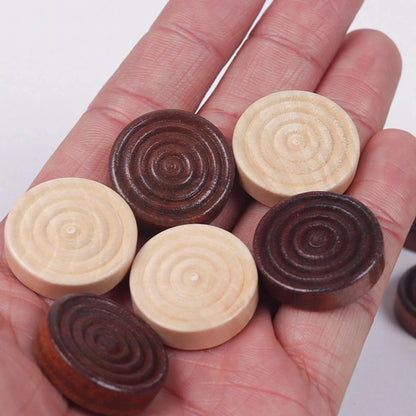 Juego de 30 piezas de damas redondas de madera para accesorios de juego de ajedrez y backgammon