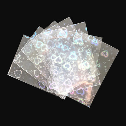 Lot de 100 pochettes holographiques pour cartes photo KPOP avec flash laser en pierres précieuses, film de protection pour cartes TCG, mignon et brillant