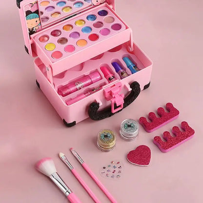 Kids Makeup Cosmetics Playing Box Princess Makeup Girl Toy Play Set Lipstick Eye Shadow Safety Nontoxic Kids Toys for Girls