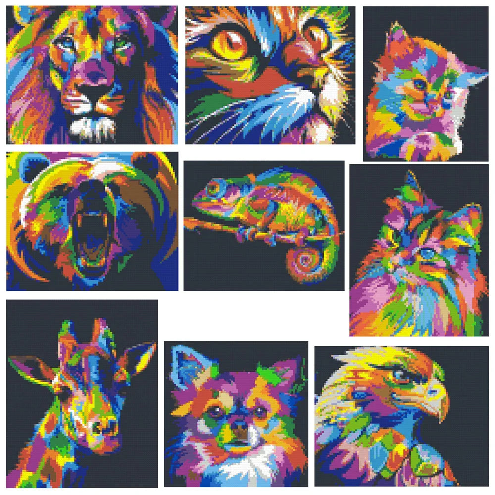 Mosaic Puzzle Home Decoration DIY Toy Building Block Wall Art Painting Lion Pixel Art Ideas Pop Wall Decoration Surprise Gifts