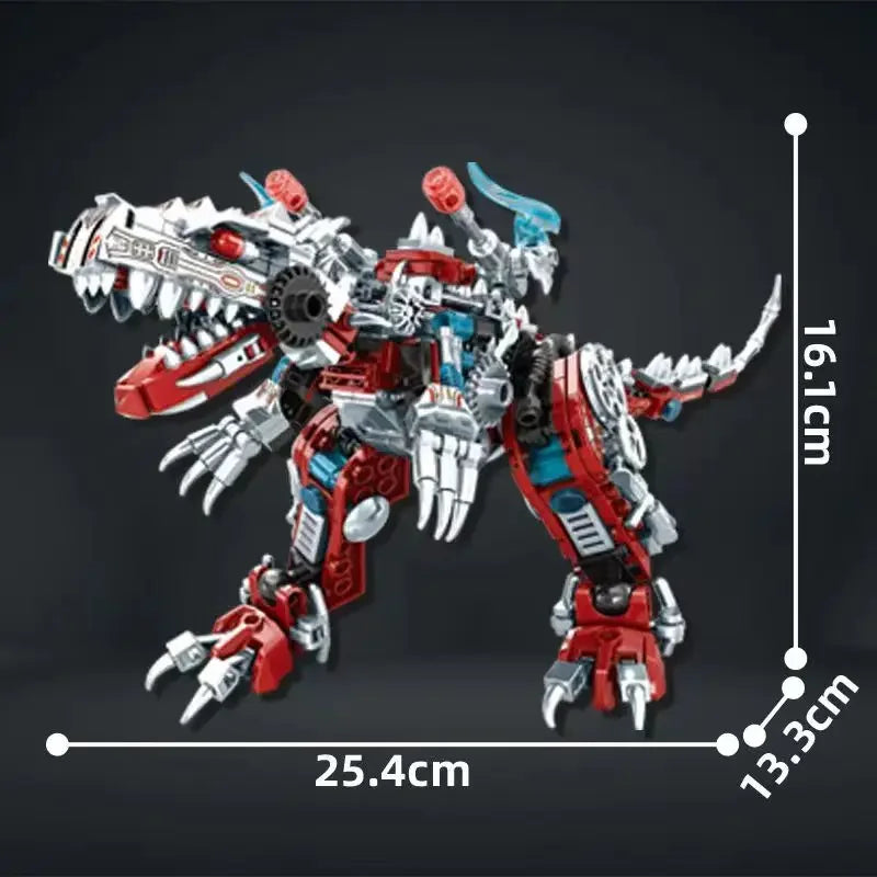 Bloques de construcción ensamblables 2 en 1, modelo de dinosaurio Indominus Rex mecánico jurásico, juego de bloques de ensamblaje educativos
