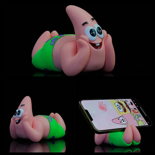 Cute Patrick Star Phone Holder PVC Action Figure Model Toys 8cm