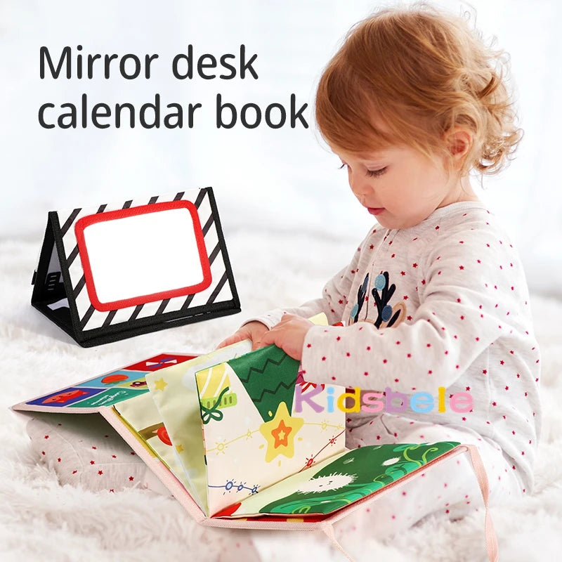 Cloth Book With Soft Mirror For Visual Stimulation Soft Baby Books Early Learning Book Cloth Calendar Cloth Book