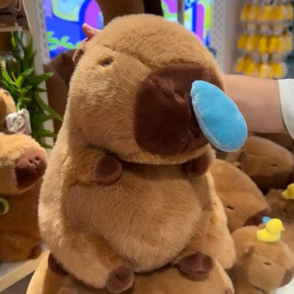 Cute Snotty Capybara Plush Simulation Animals with Stretchable Nasal Mucus Capibara Fluffty Soft Stuffed Plushy Doll Kid Gift