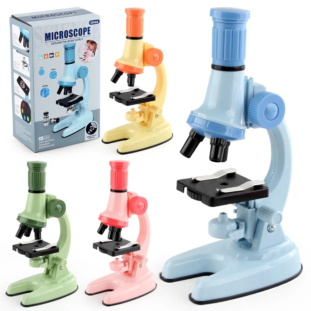 Microscope optique HD 100X/600X/1200X avec lumière LED pour la science et l'éducation des enfants, jouets éducatifs Montessori en biologie