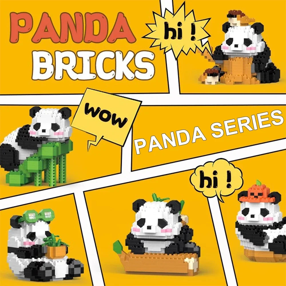 Cute Chinese Panda Building Blocks Sets DIY Educational Assembly Toys Bricks Mini Animals Model MOC Kids Christmas Birthday Gift