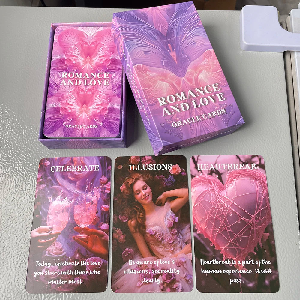 Cartes Oracle de Tarot Romance et Amour Version Anglaise 12x7cm dans une Boîte Jouets de Voyance Jeu de Divination Prophétie avec Mots-clés