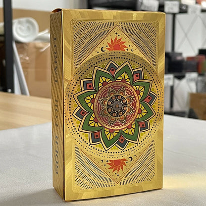 Hermosa baraja de tarot resistente de 12 x 7 cm, dorada brillante, versión clásica en inglés de alta calidad, cartas de adivinación con runas