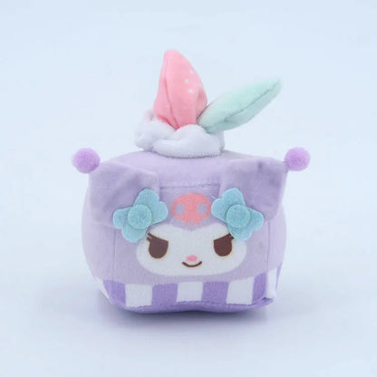 Lot de 10 porte-clés en peluche Sanrio Square Birthday Cake Cat Dog 10 cm