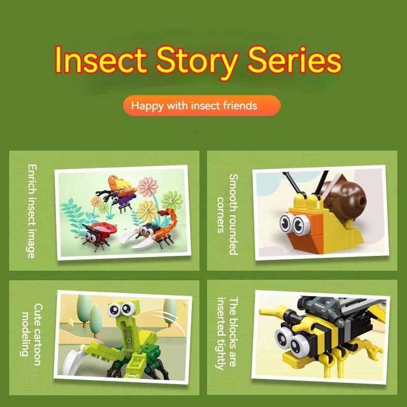 City Creativity Mini Insects Building Blocks Ladybug Snail Dragonfly Butterfly Beetle Bricks Animal Toys Educational For Kid