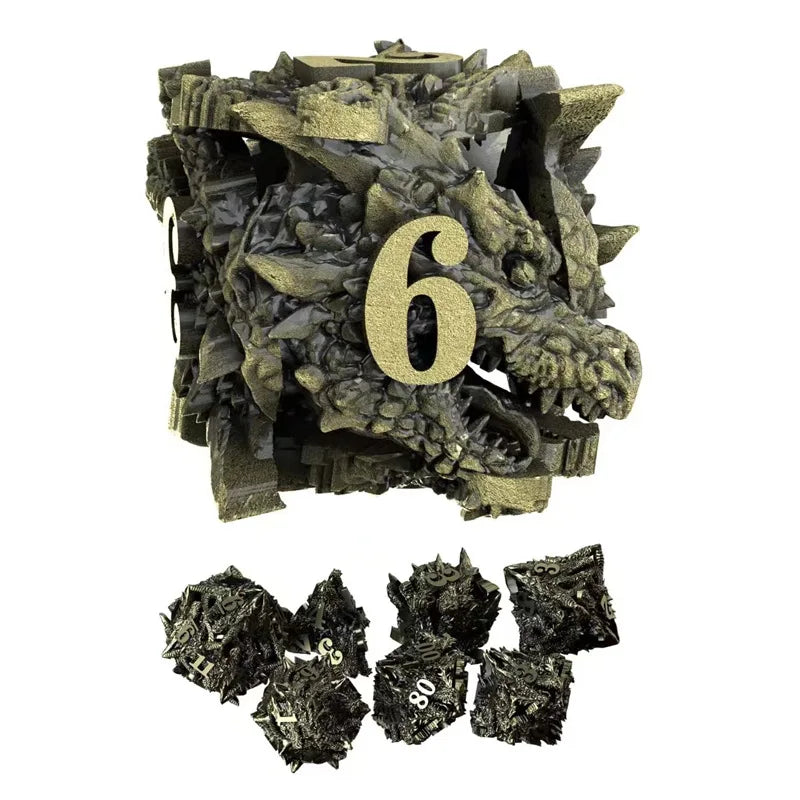 Ensemble de dés à tête de dragon Dnd Dice, dés en métal RPG pour les joueurs de jeux de rôle pour Donjons et Dragons D&amp;D Dice RPG Polyédriques