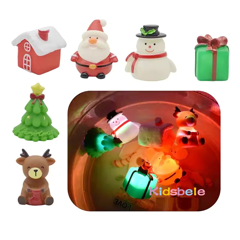 Christmas Light Up Bath Toys Christmas Themed Flashing Light Up Bathtub Toys LED Floating Bath Toy For Toddlers Baby Shower Toys