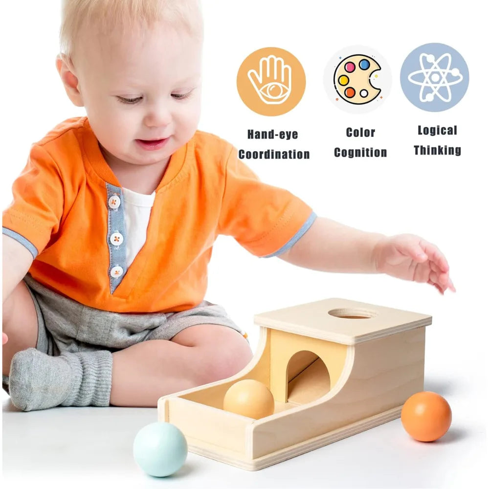 Montessori Infant Wooden Toys Coin Ball Busy Drum Color Shape Cognition Match Educational Sensory Toy Baby Teaching Aid Gifts